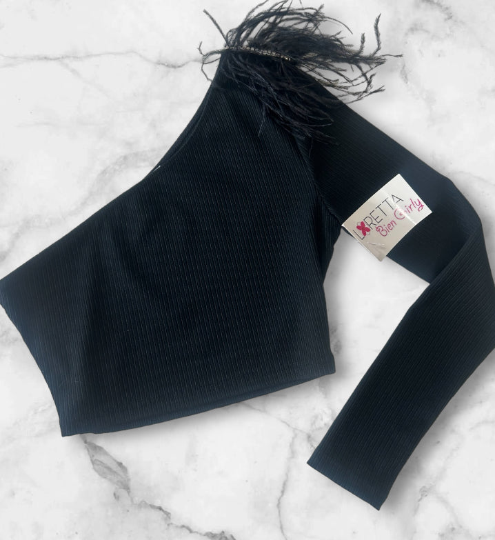 Teens One Shoulder Croptop Black